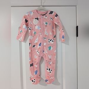 Joules pink farm footed one piece - NWT